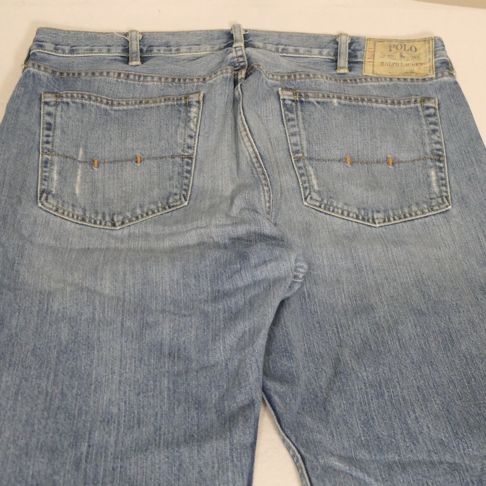 Polo Ralph Lauren 867 Classic Straight Leg Jeans 38x32 Blue Faded Denim Y2K - Picture 4 of 16